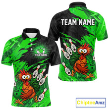 Load image into Gallery viewer, Custom Green Chicken Bowling Team Jersey Funny Bowling Shirt for Men Polo &amp; Quarter-Zip QZT1139