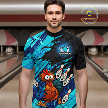 Load image into Gallery viewer, Custom Cyan Chicken Bowling Team Jersey Funny Bowling Shirt for Men Polo &amp; Quarter-Zip QZT1139