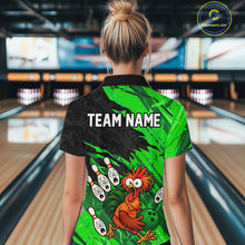 Load image into Gallery viewer, Custom Green Chicken Bowling Team Jersey Funny Bowling Shirt for Women Polo &amp; Quarter-Zip QZT1139