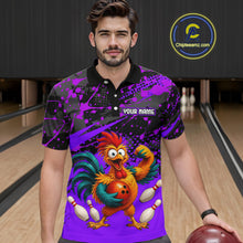 Load image into Gallery viewer, Custom Purple Chicken Bowling Team Shirt Funny Bowling Jersey for Men Polo &amp; Quarter-Zip QZT1140
