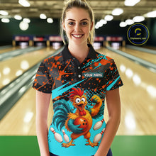 Load image into Gallery viewer, Custom Turquoise Chicken Bowling Team Shirt Funny Bowling Jersey for Women Polo &amp; Quarter-Zip QZT1140