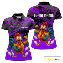 Load image into Gallery viewer, Custom Purple Chicken Bowling Team Shirt Funny Bowling Jersey for Women Polo &amp; Quarter-Zip QZT1140