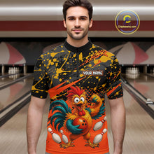 Load image into Gallery viewer, Custom Orange Chicken Bowling Team Shirt Funny Bowling Jersey for Men Polo &amp; Quarter-Zip QZT1140