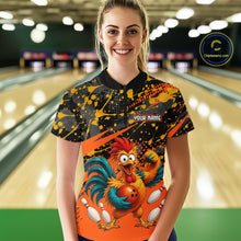 Load image into Gallery viewer, Custom Orange Chicken Bowling Team Shirt Funny Bowling Jersey for Women Polo &amp; Quarter-Zip QZT1140