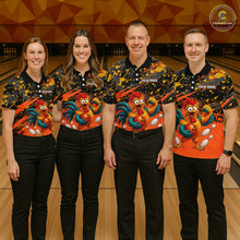 Load image into Gallery viewer, Custom Orange Chicken Bowling Team Shirt Funny Bowling Jersey for Women Polo &amp; Quarter-Zip QZT1140