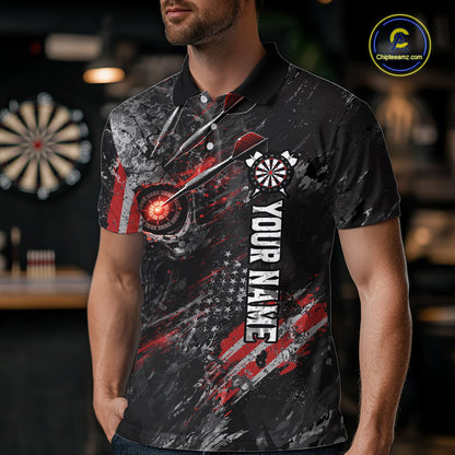 Personalized Skull Dart Team Shirt for Men Custom Red Dart Jersey Polo & 1/4-Zip Dartboard Shirt Outfit DHT23