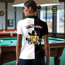 Load image into Gallery viewer, Custom American Flag Funny 8 Ball Pool Billiard Shirts for Women Billiard League Jersey Polo &amp; 1/4 Zip BHT1