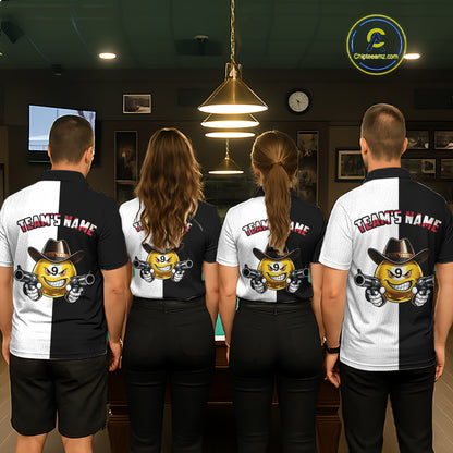 Custom American Flag Funny 8 Ball Pool Billiard Shirts for Women Billiard League Jersey Polo & 1/4 Zip BHT1