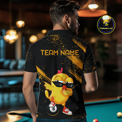 Customized Funny Chicken Billiard  8 Ball Pool Shirts for Men Billiard Jersey for Team Polo & 1/4 Zip BHT4