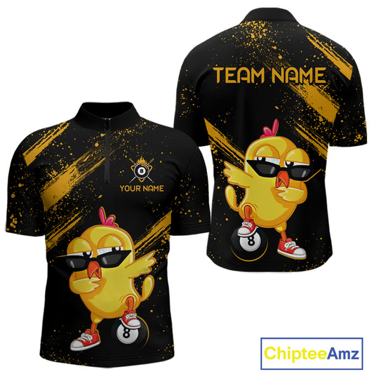 Customized Funny Chicken Billiard  8 Ball Pool Shirts for Men Billiard Jersey for Team Polo & 1/4 Zip BHT4