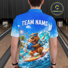 Load image into Gallery viewer, Custom Funny Capypara Surfing Bowling Team Shirt for Men Bowling Jersey League Polo &amp; Quarter-Zip QZT1079