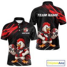 Load image into Gallery viewer, Custom Red Funny Autism Chicken Bowling Shirt for Men Bowling League Jersey Polo &amp; Quarter-Zip QZT1018