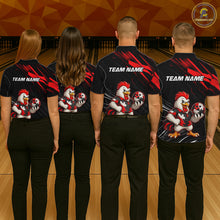 Load image into Gallery viewer, Custom Red Funny Autism Chicken Bowling Shirt for Men Bowling League Jersey Polo &amp; Quarter-Zip QZT1018
