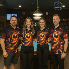 Load image into Gallery viewer, Orange Flame Billiard Shirt for Women Custom Wings 8 Ball Billiard Jersey Polo &amp; 1/4 Zip Billiard Outfit BHT9