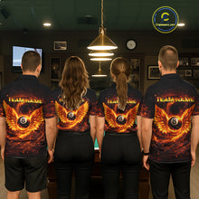 Load image into Gallery viewer, Orange Flame Billiard Shirt for Women Custom Wings 8 Ball Billiard Jersey Polo &amp; 1/4 Zip Billiard Outfit BHT9