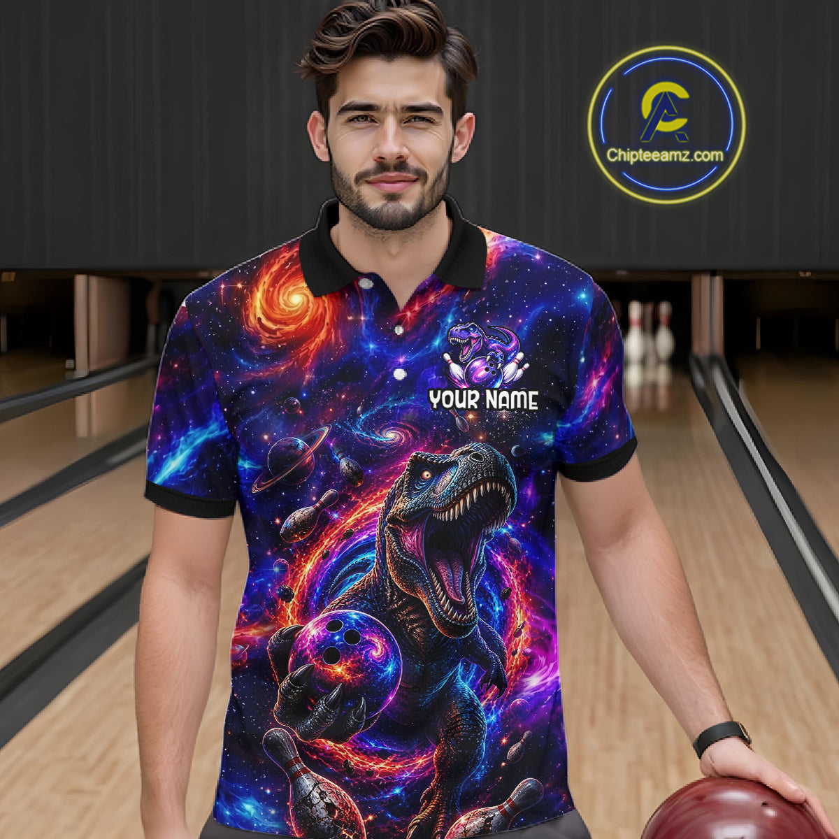 Galaxy Funny Bowling Shirt for Men Custom Bowling League Jersey Polo & Quartr-Zip QZT1022
