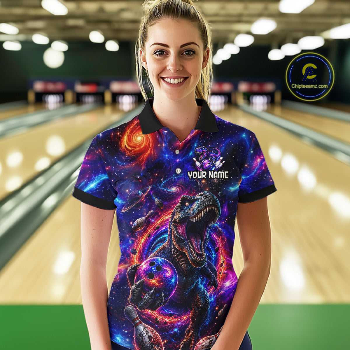 Galaxy Funny Bowling Shirt for Women Custom Bowling League Jersey Polo & Quartr-Zip QZT1022