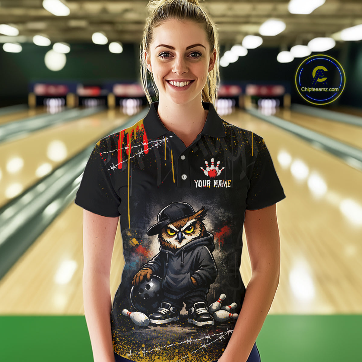 Personalized Owl Bowling Jersey Bowling Team Shirt Polo & 1/4-Zip Bowling Outfit for Women QZT865