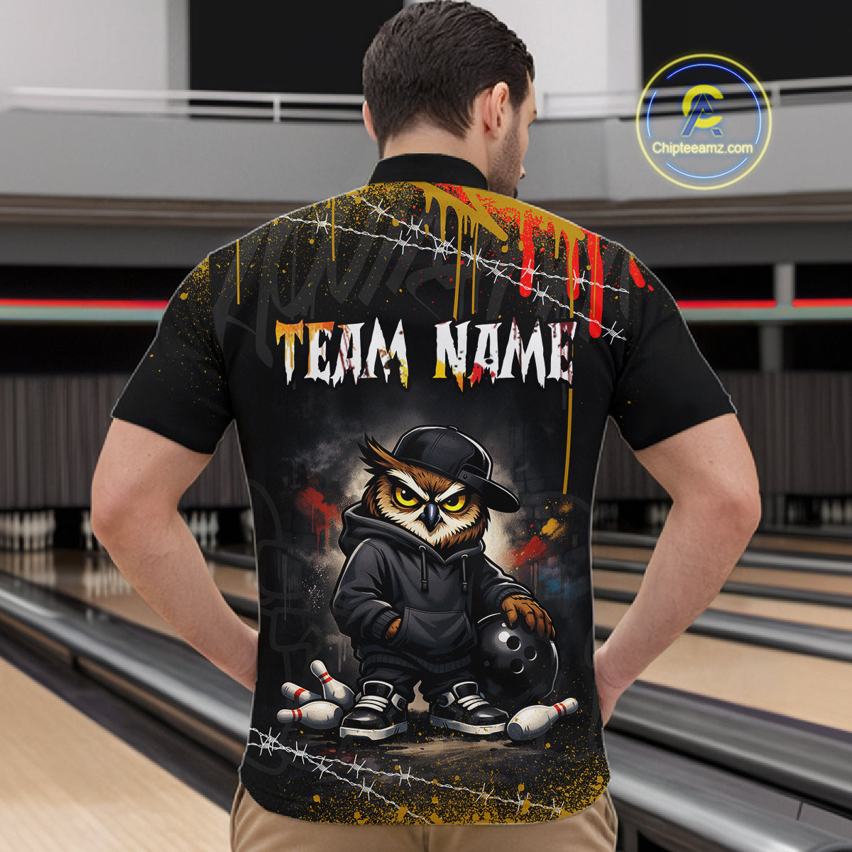 Personalized Owl Bowling Jersey Bowling Team Shirt Polo & 1/4-Zip Bowling Outfit for Men QZT865