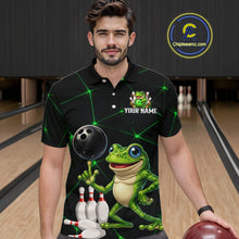 Load image into Gallery viewer, Green Funny Frog Bowling Shirt for Men Custom Bowling Jersey Polo &amp; 1/4 Zip QZT1024