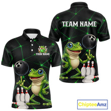 Load image into Gallery viewer, Green Funny Frog Bowling Shirt for Men Custom Bowling Jersey Polo &amp; 1/4 Zip QZT1024