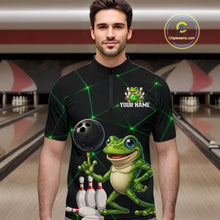 Load image into Gallery viewer, Green Funny Frog Bowling Shirt for Men Custom Bowling Jersey Polo &amp; 1/4 Zip QZT1024