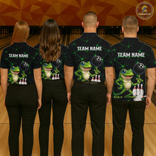 Load image into Gallery viewer, Green Funny Frog Bowling Shirt for Men Custom Bowling Jersey Polo &amp; 1/4 Zip QZT1024