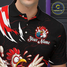 Load image into Gallery viewer, Custom Red Funny Chicken Bowling Shirt for Men Bowling Team Jersey Polo &amp; Quarter-Zip Outfit QZT1088