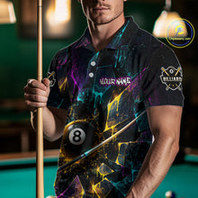 Load image into Gallery viewer, Custom Colorful Shattered Glass 8 Ball Billiard Shirt for Men Pool Team Jersey Polo &amp; Quarter-Zip Billiard Outfit BHT76
