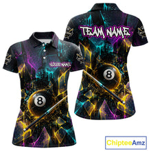 Load image into Gallery viewer, Custom Colorful Shattered Glass 8 Ball Billiard Shirt for Women Pool Team Jersey Polo &amp; Quarter-Zip Billiard Outfit BHT76