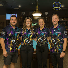 Load image into Gallery viewer, Custom Colorful Shattered Glass 8 Ball Billiard Shirt for Men Pool Team Jersey Polo &amp; Quarter-Zip Billiard Outfit BHT76