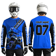 Load image into Gallery viewer, Blue ATV Racing Jersey Upf30+ Custom Motocross Jersey Men Women Extreme Riding Shirt for Kids MHT200