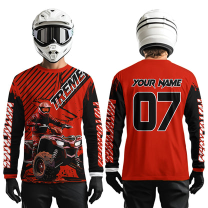 Red ATV Racing Jersey Upf30+ Custom Motocross Jersey Men Women Extreme Riding Shirt for Kids MHT200