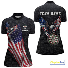 Load image into Gallery viewer, Custom American Eagle Dart Jersey for Women Dartboard Shirt Gift for Dart Players and Teams Polo &amp; 1/4-Zip DHT2