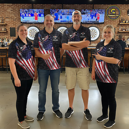 Custom American Eagle Dart Jersey for Women Dartboard Shirt Gift for Dart Players and Teams Polo & 1/4-Zip DHT2