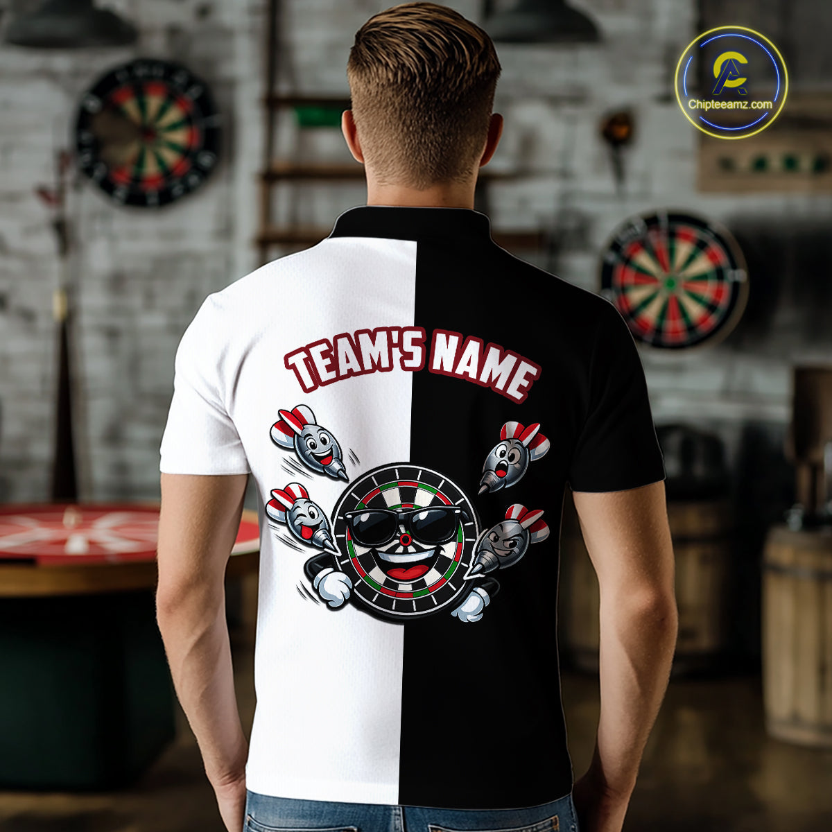 Custom Funny Dartboard Shirt for Men American Dart Shirt for Team Polo & 1/4-Zip Dart League DHT5