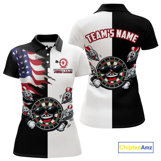Custom Funny Dartboard Shirt for Women American Dart Shirt for Team Polo & 1/4-Zip Dart League DHT5