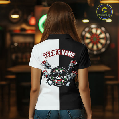 Custom Funny Dartboard Shirt for Women American Dart Shirt for Team Polo & 1/4-Zip Dart League DHT5