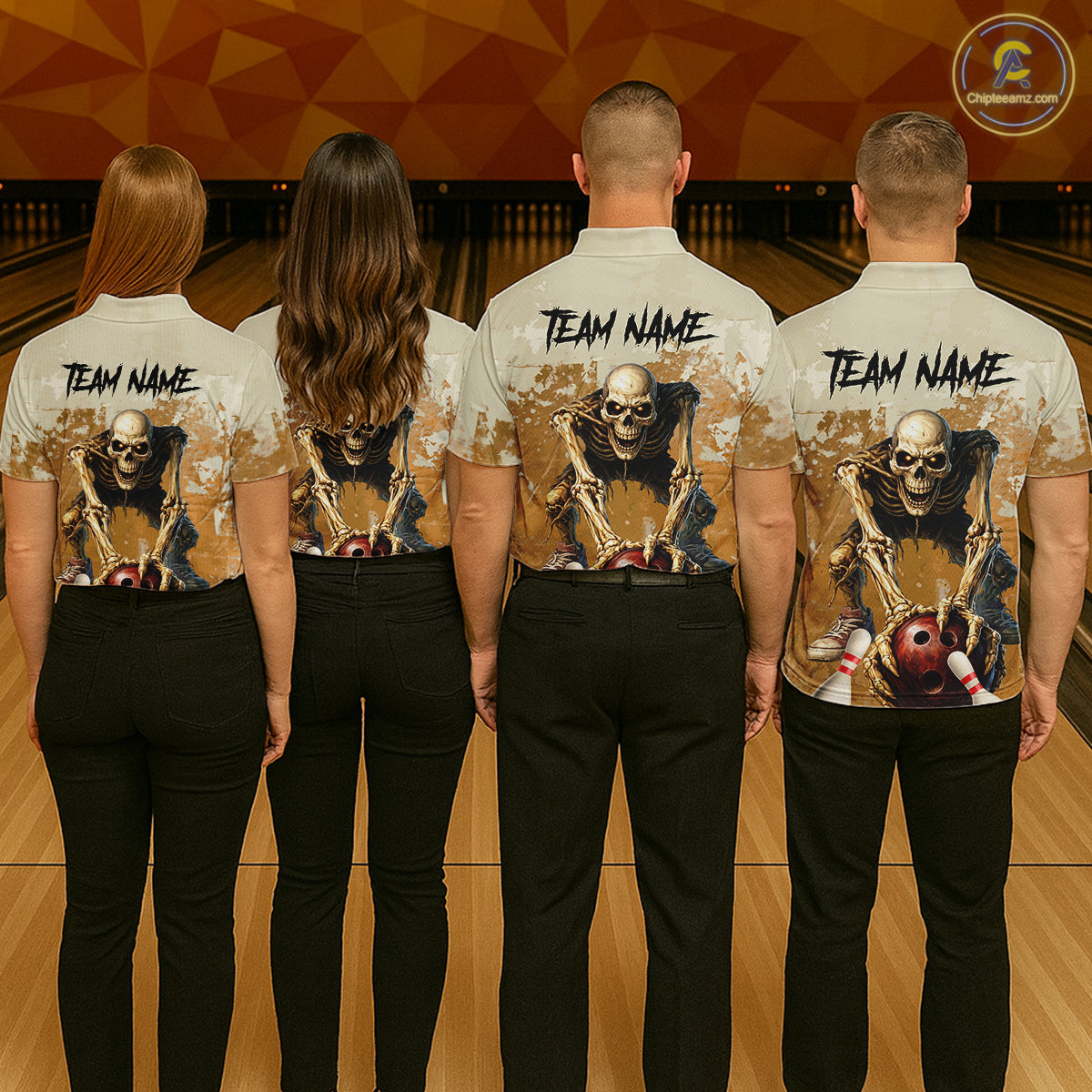 Custom Skeleton Bowling Team Shirt for Men Bowling Jersey Bowling Outfit Polo & Quarter-Zip QZT987