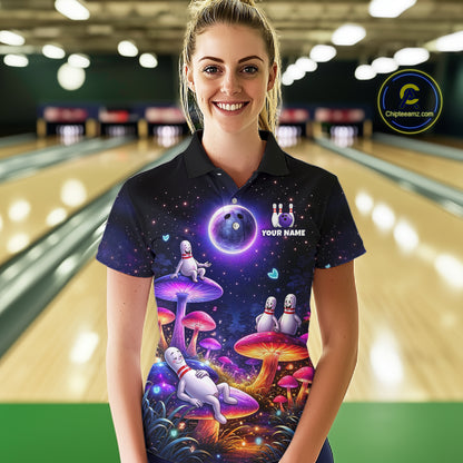 Mystic Bowling Night Garden Custom Bowling Team Shirt for Women Bowling Jersey Polo & Quarter-Zip QZT990