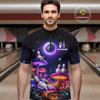 Mystic Bowling Night Garden Custom Bowling Team Shirt for Men Bowling Jersey Polo & Quarter-Zip QZT990