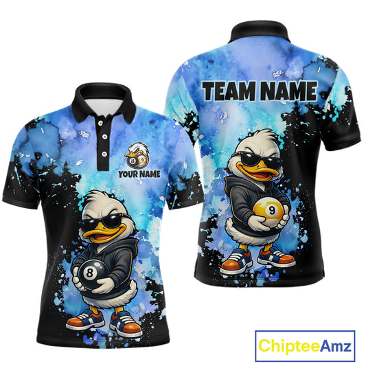 Custom Funny Duck Billiard Shirt for Men 8 Ball & 9 Ball Billiard Team Jersey Pool Shirt Unisex BHT84