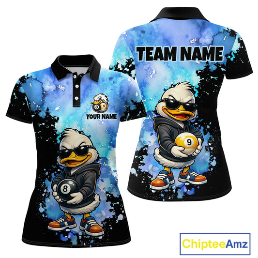 Custom Funny Duck Billiard Shirt for Women 8 Ball & 9 Ball Billiard Team Jersey Pool Shirt Unisex BHT84