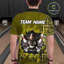 Load image into Gallery viewer, Custom Yellow Funny Cowboy Gun Bowling Shirt for Men Bowling Team Jersey Bowling Polo &amp; Quarter-Zip QZT915