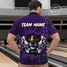 Load image into Gallery viewer, Custom Purple Funny Cowboy Gun Bowling Shirt for Men Bowling Team Jersey Bowling Polo &amp; Quarter-Zip QZT915