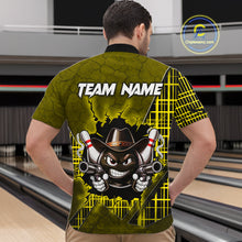Load image into Gallery viewer, Custom Yellow Funny Cowboy Gun Bowling Shirt for Men Bowling Team Jersey Bowling Polo &amp; Quarter-Zip QZT915