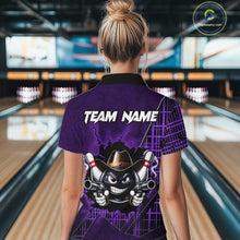 Load image into Gallery viewer, Custom Purple Funny Cowboy Gun Bowling Shirt for Women Bowling Team Jersey Bowling Polo &amp; Quarter-Zip  QZT915