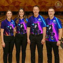 Load image into Gallery viewer, Personalized Neon Funny Cat Bowling Team Shirt for Men Bowling League Jersey Polo &amp; Quarter-Zip Bowling Outfit QZT916