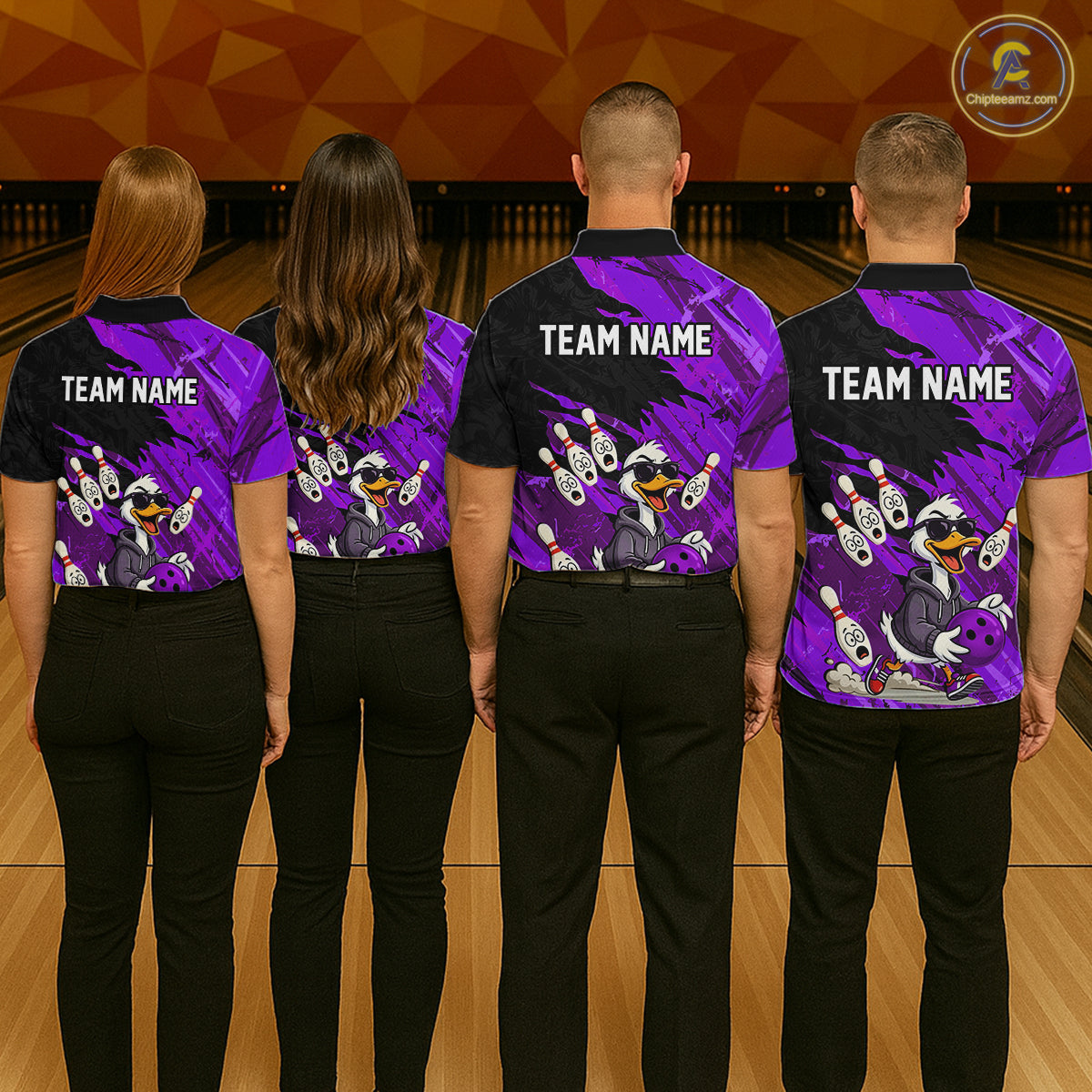 Purple Funny Duck Bowling Shirt for Men Custom Bowling Team Jersey Bowling League Polo & Quarter-Zip QZT944