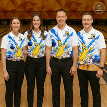 Load image into Gallery viewer, Custom Blue &amp; White Funny Banana Bowling Team Shirt for Men Bowling Jersey Outfit Polo &amp; Quarter-Zip QZT1098